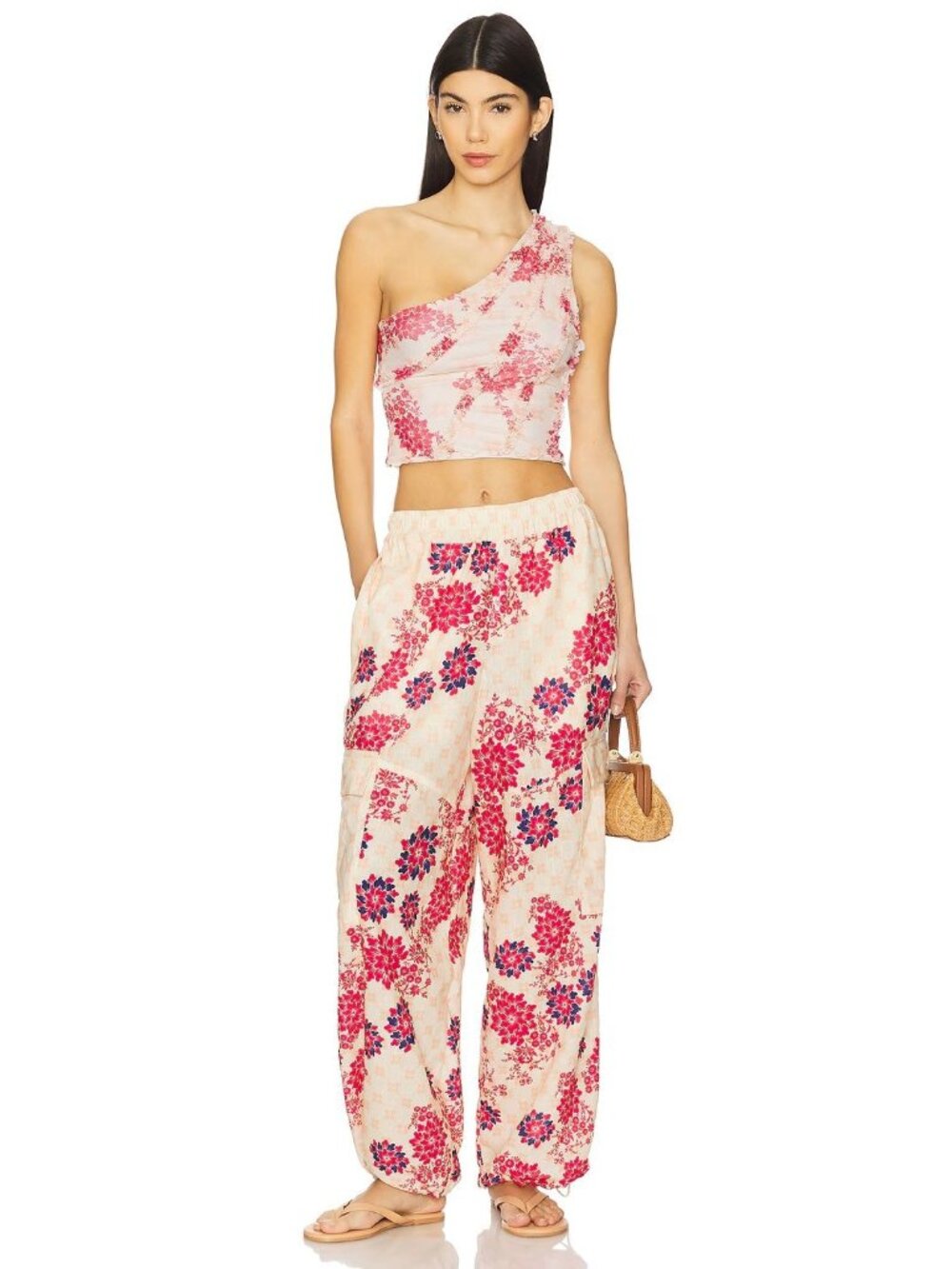 Agua Bendita x REVOLVE Oriana Pants Nath Pink Floral Womens Size Large